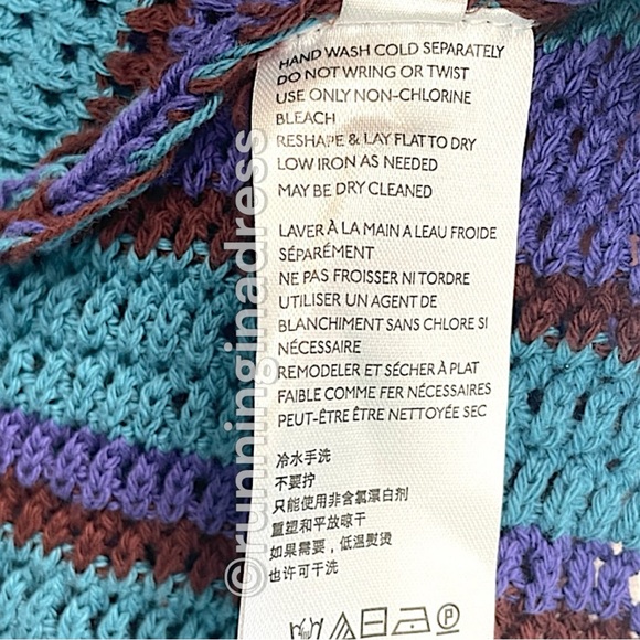 NWOT Free People Beach June Fauxchet Striped Sweater Halter Top Size Medium Blue - Picture 6 of 7